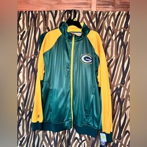 NWT! Men’s Majestic Green Bay Packers Nylon/MicroFleece Full Zip Jacket ~ 2XL